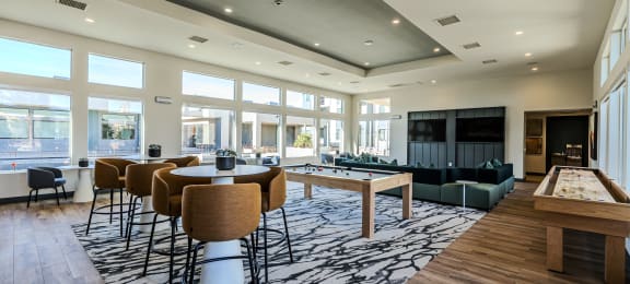 Lounge Are With Billiards Table at SYNC APARTMENT HOMES, North Las Vegas