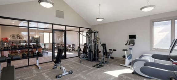 fitness center- cardio machines, weighted machines