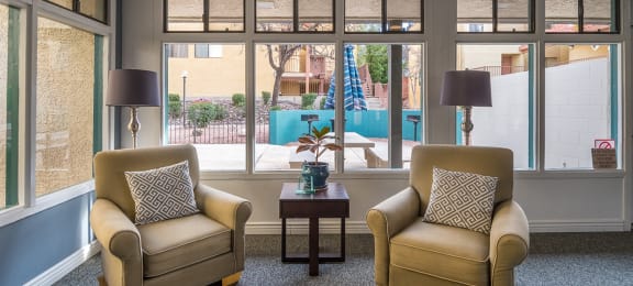 Camino Seco Village clubhouse with cozy lounge area