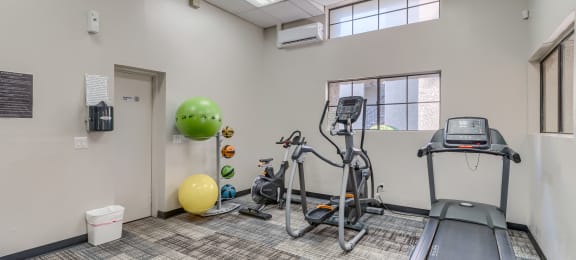 our fitness center has a treadmill and elliptical machines for your convenience