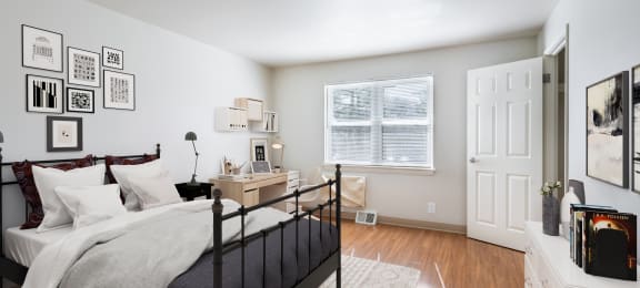Bedrooms With Windows at Georgetowne Homes Apartments, Hyde Park, Massachusetts