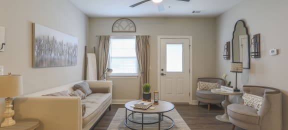 Luxurious furnished living room at Highland Hills Apartments in Grovetown, Georgia