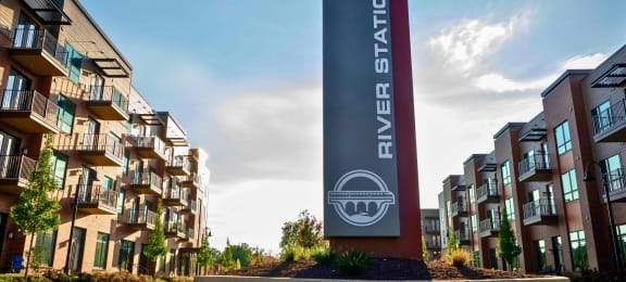 River Station apartments sign