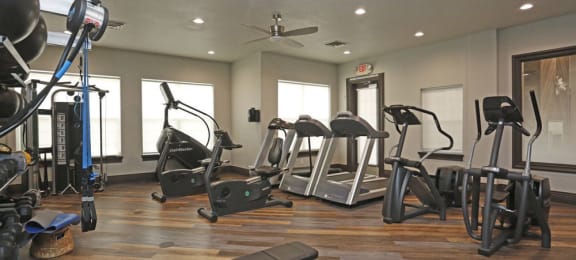 a gym with a lot of exercise equipment.