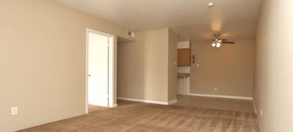 Living room leading to kitchen
