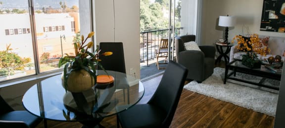 Living Room With Private Balcony at Three Crown Apartments, Alameda, 94501