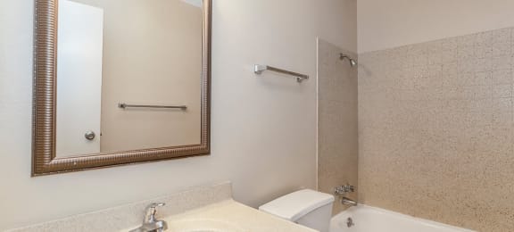 Studio Bathroom at Raintree Apartments, Topeka, Kansas
