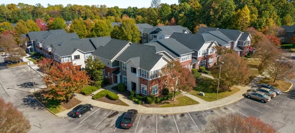 Aerial view of parking lot at Grand Oaks in Chester VA