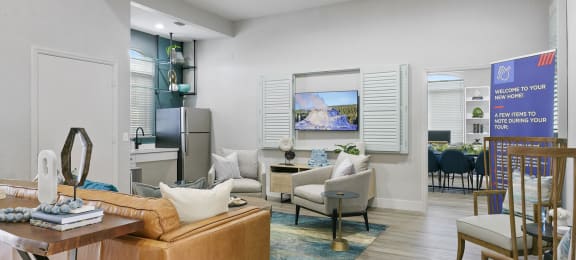Clubhouse seating at Brenton at Abbey Park Apartments in West Palm Beach FL