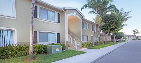 Exterior of apartments at Brenton at Abbey Park Apartments in West Palm Beach FL