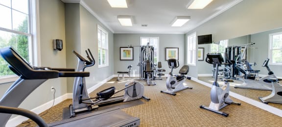 Fitness center at Magnolia Point Apartments in Durham, NC