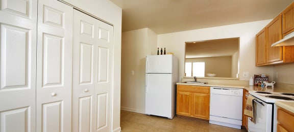 Kitchen with storage at Broadwater Townhomes in Chester, VA