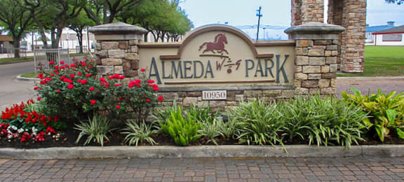Monument Entrance at Almeda Park Apartments in Houston TX