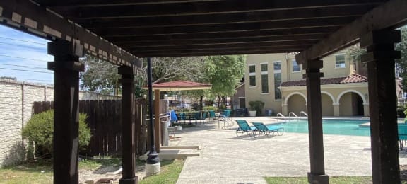 Swimming pool deck at The Sorento Apartments in San Antonio TX