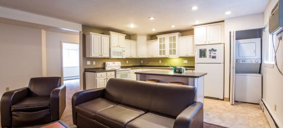 Spacious Kitchen and Living room in East Lansing Apartments near Michigan State University | Cedar Street