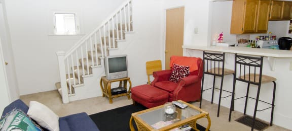Spacious Living room in East Lansing Apartments near Michigan State University | DTN Houses