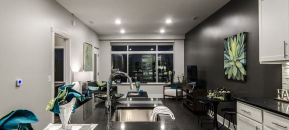 Kitchen with Luxury Finishes at Arena Place Apartments