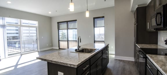 Luxury Kitchen Space with a View at Gateway at Belknap Apartments