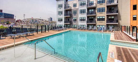 Extensive Resort Inspired Pool Deck at One Harrison, Harrison, NJ, 07029
