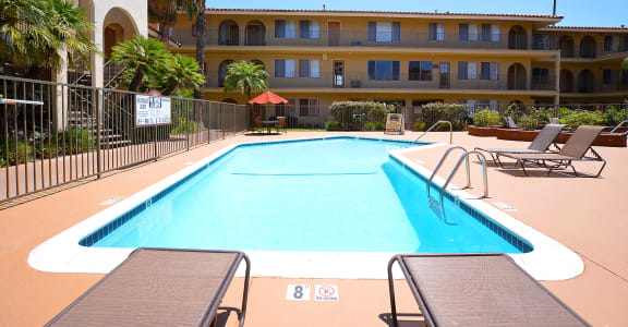 Capistrano Gardens pool and lounge chairs