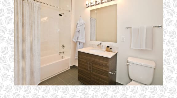 Bright Bathroom at Fahrenheit Apartments, Washington