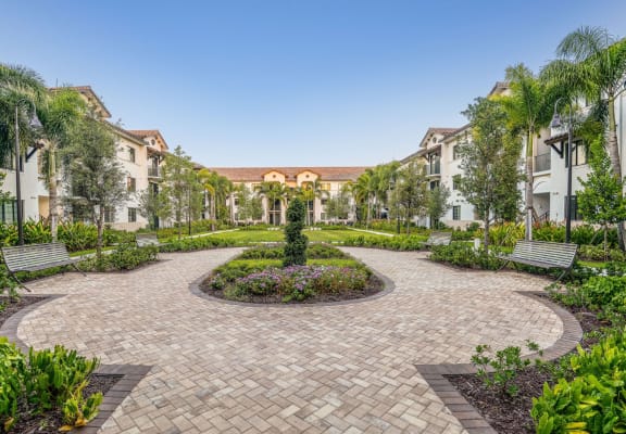 Garden Courtyard at Azura Luxury Apartments in Kendall FL