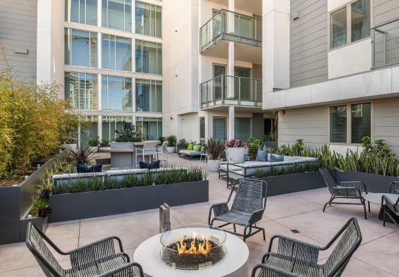Zen Garden and Courtyard at F11 Luxury Apartments in downtown San Diego CA