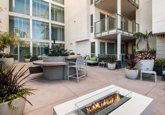 Zen Garden and Courtyard at F11 Luxury Apartments in downtown San Diego CA