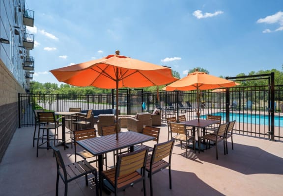 Shaded Lounge Area By Pool at Berkshire Central, Blaine, 55434