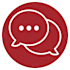 A red speech bubble icon with three dots inside it.