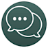 A white speech bubble icon on a dark background.