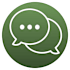 A green circular icon with a white chat bubble.