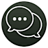 A simple black and white icon of a speech bubble.