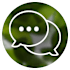A white speech bubble icon on a green background.