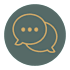 A simple line drawing of a speech bubble.