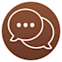 A brown speech bubble icon with three dots inside it.