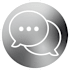 A grey speech bubble icon on a white background.