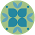 A graphic with a green background and blue shapes.