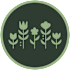 A graphic of flowers in a circle.