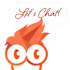 A sticker with a cartoon character and the text "Let's Chat!"