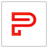 A red letter P with a red letter G on top of it.