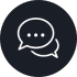 A white speech bubble icon on a black background.