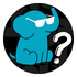 A blue elephant with glasses and a question mark.