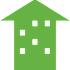 A green arrow pointing upwards with small squares on it.