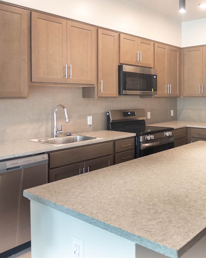 Kitchen in a one-bedroom at The Edmonson