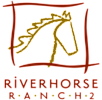 A logo with a horse and the words "Riverhorse Ranch" written below it.