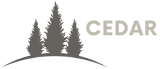 the logo for cedar ridge christmas tree farm