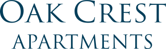 a green background with the words oak creek apartments in blue text