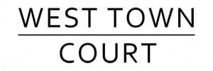 the logo court with two lines in front of it