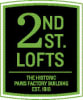 a sign that says 2nd 25st off the historic factory building est
